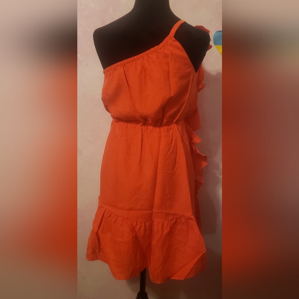 Club Monaco One Shoulder Coral Dress - Picture 3 of 4
